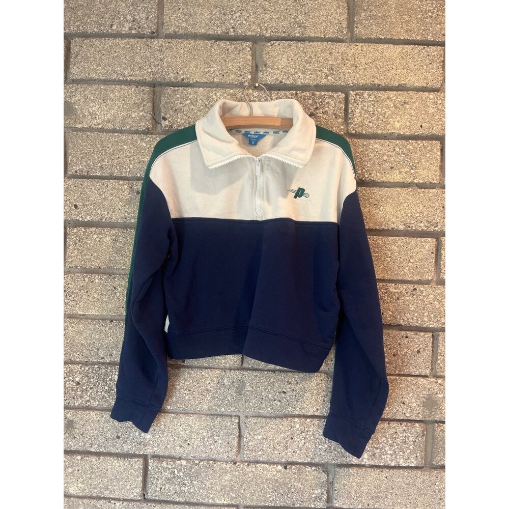 Prince Pickleball Colorblock Quarter-Zip Athletic Pullover Jacket In Cream Navy